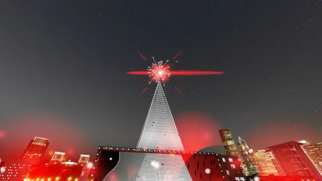 Estrela interativa que interage com as emoções: a estrela acesa em vermelho