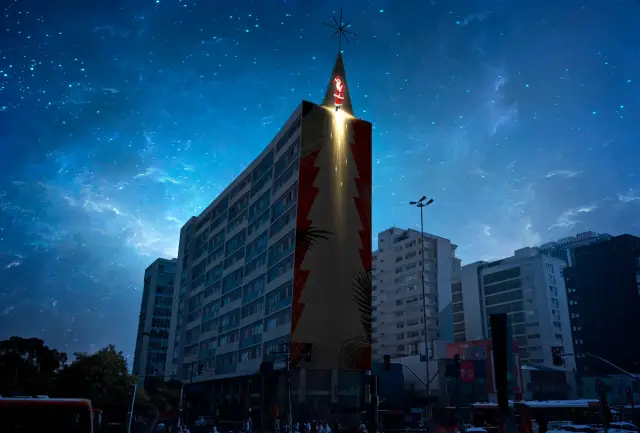 Espetáculo de Abertura, Surge o grande convidado da noite: Papai Noel no topo