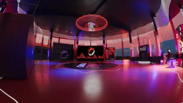 O espaço Coke Studio: Visão geral do interior, à noite