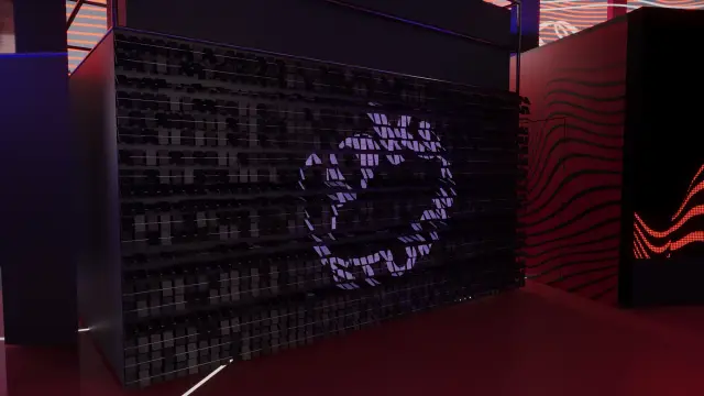 O espaço Coke Studio: Painel de plaquinhas giratórias com o logo aceso