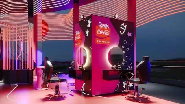 Salão Coca-Cola Creations com a arte aplicada