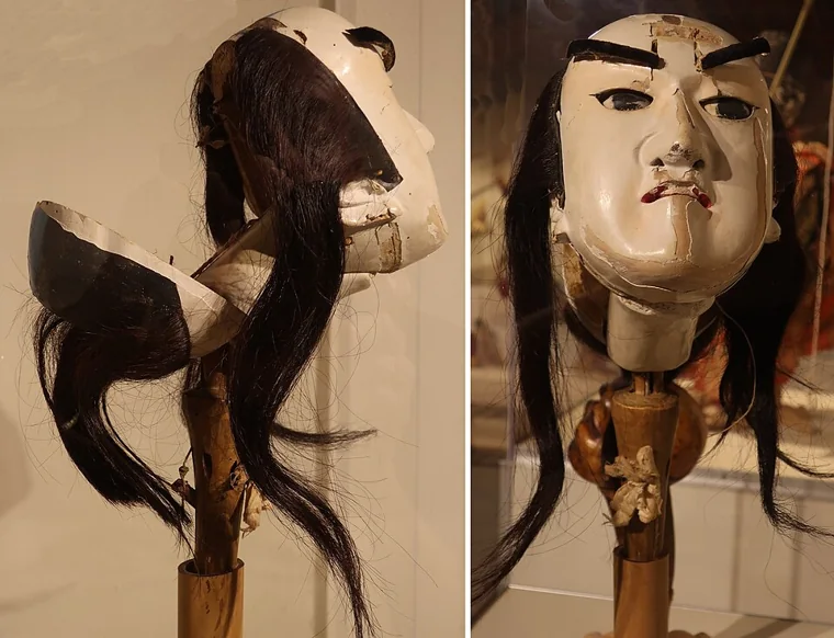 Cabeça de bunraku com mecanismo, 1870