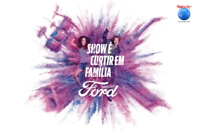 Conceito e key visual: Show é Curtir em Família sobre uma explosão de cores