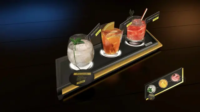 A bandeja glorifier com os três drinks