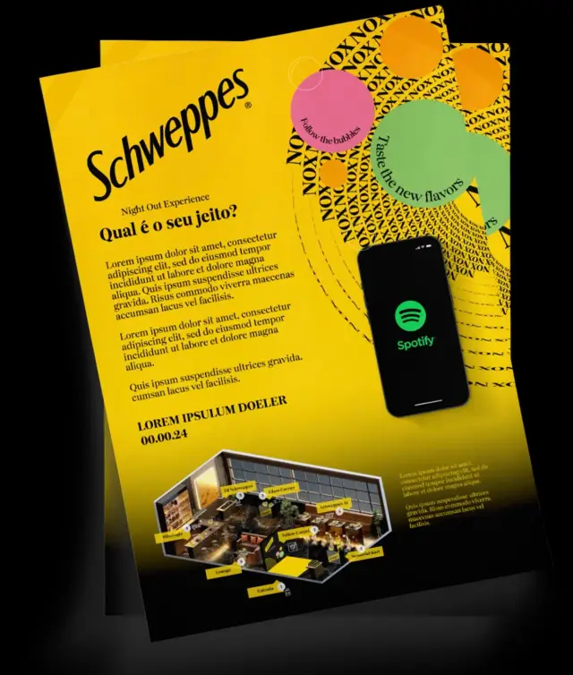 Carta-convite com o link para a playlist do DJ Schweppes