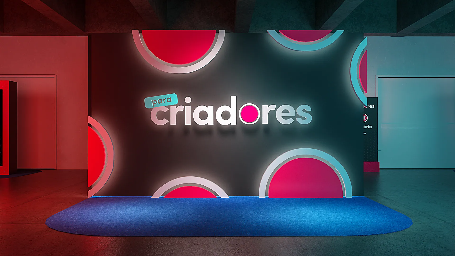Render: parede da marca “para criadores” no foyer