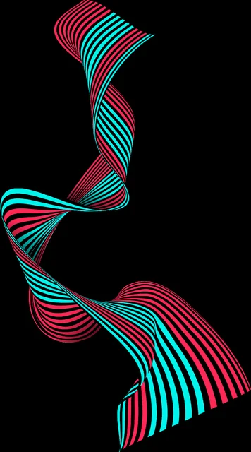 InfiniTik: o grafismo de ondas em ciano e magenta