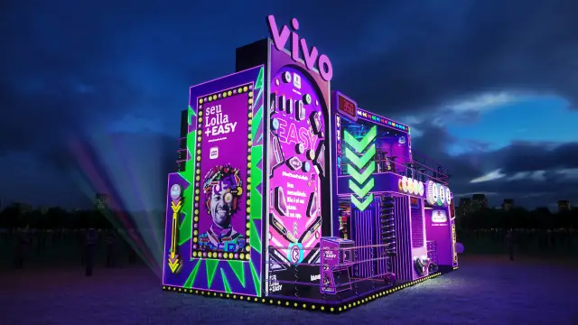 Rota Easy Arcade: lateral com o pinball gigante e as setas
