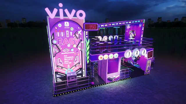 Rota Easy Arcade: vista completa com o pinball gigante