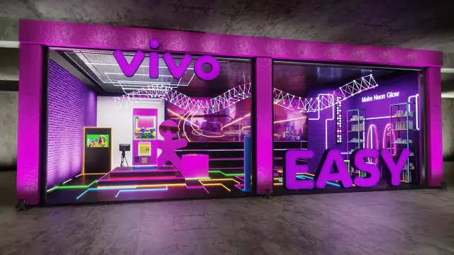 Glow Lounge, primeira versão: fachada com a letra caixa EASY